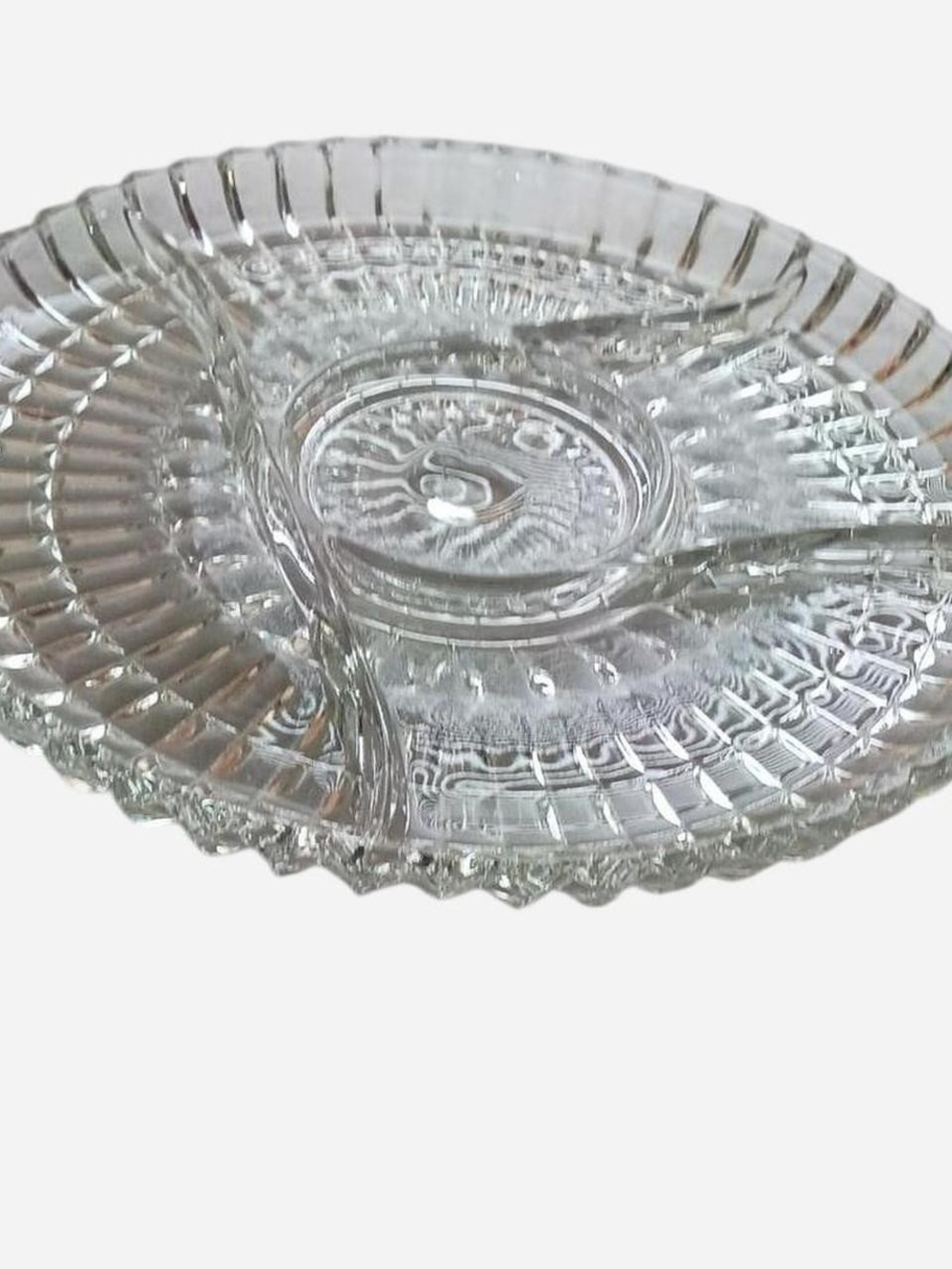 Clear Glass Divided Serving Platter - Elegant Three-Section Hostess Tray